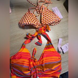 NWT: 2 Wild Fable XXS (0) Orange Bikini Tops (Z)